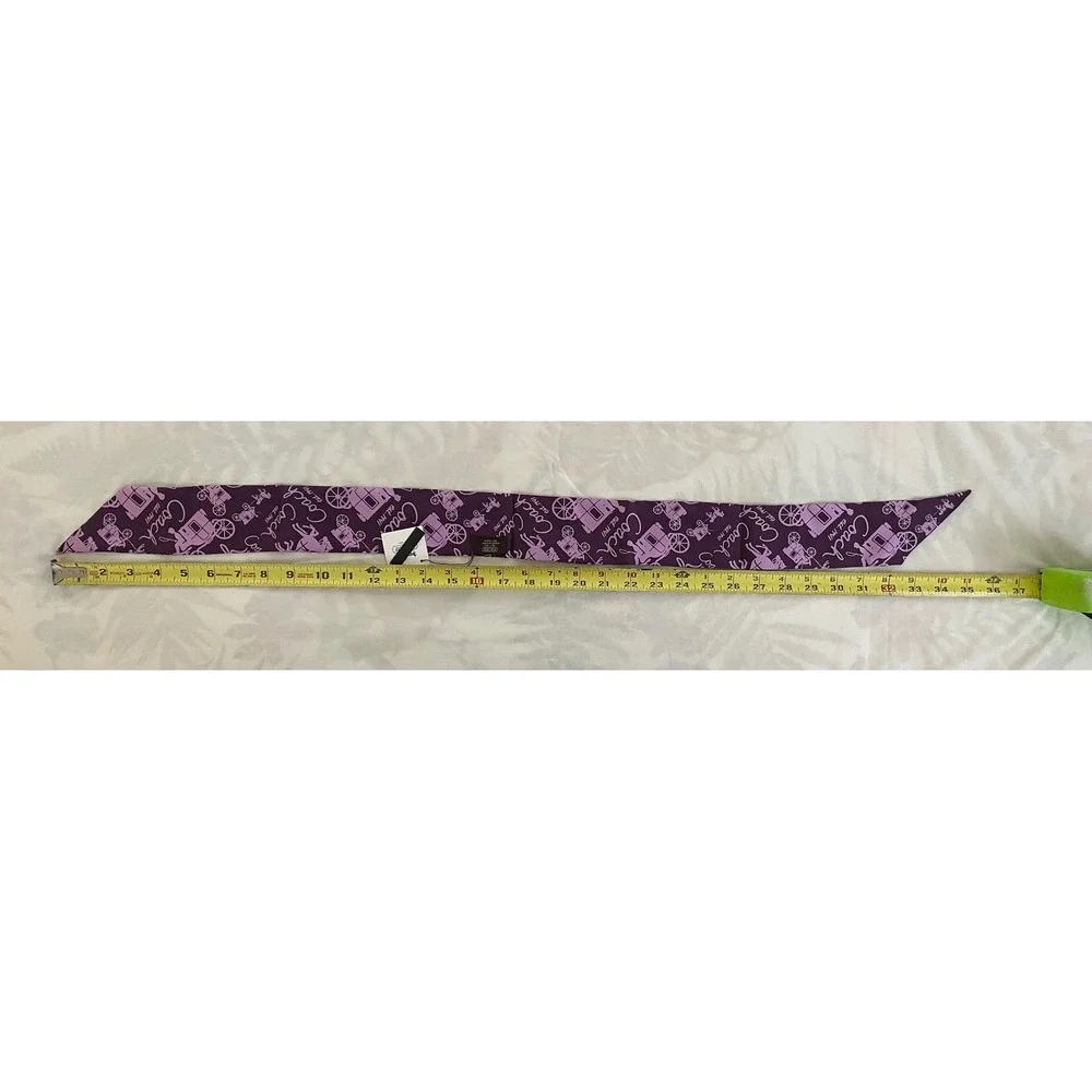 Coach Monogram C Horse Carriage Silk Skinny Scarf Purple Bag Accessory Y2K NEW - Picture 7 of 9